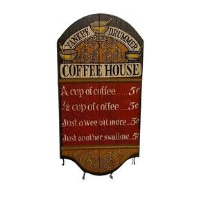 VTG George Nathan Wood Sign Yankee Drummer Coffee House Key Hang Holder 265